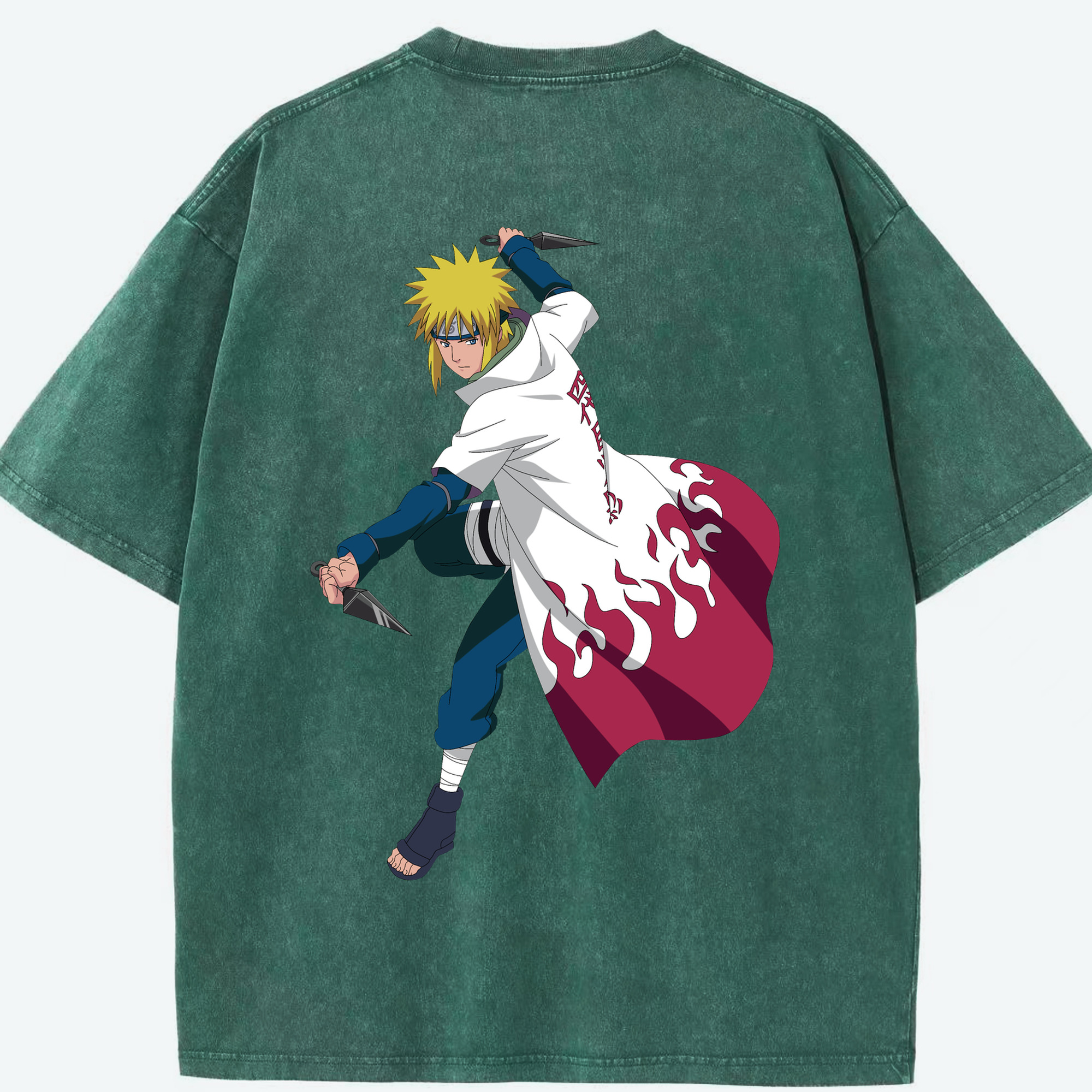 （画像用） NARUTO -ナルト- 波風 ミナト Namikaze Minato 綿100% ヴィンテージ風 半袖Tシャツ（背面プリント）
